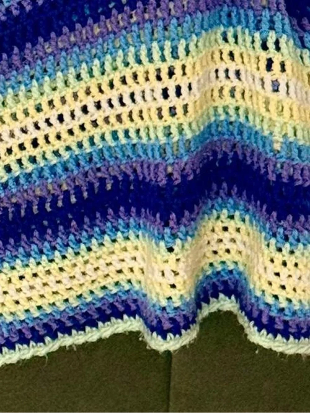 Handmade Pastel and Purple Stripe Pattern Crochet Baby Blanket Afghan Throw